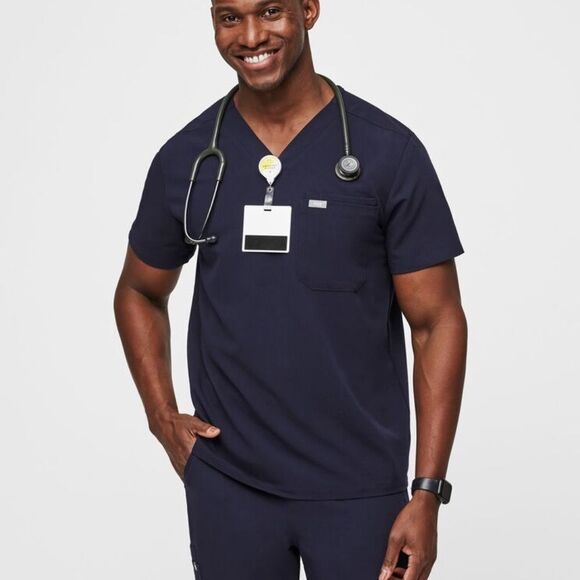 FIGS Scrubs Leon Two Pocket Top Small Navy NWT in packaging - Picture 1 of 7